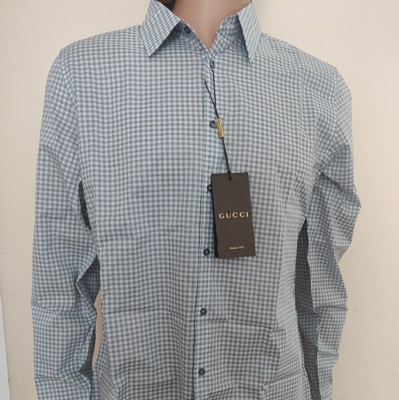 Gucci Other - Gucci Mens White and Blue Checked Shirt